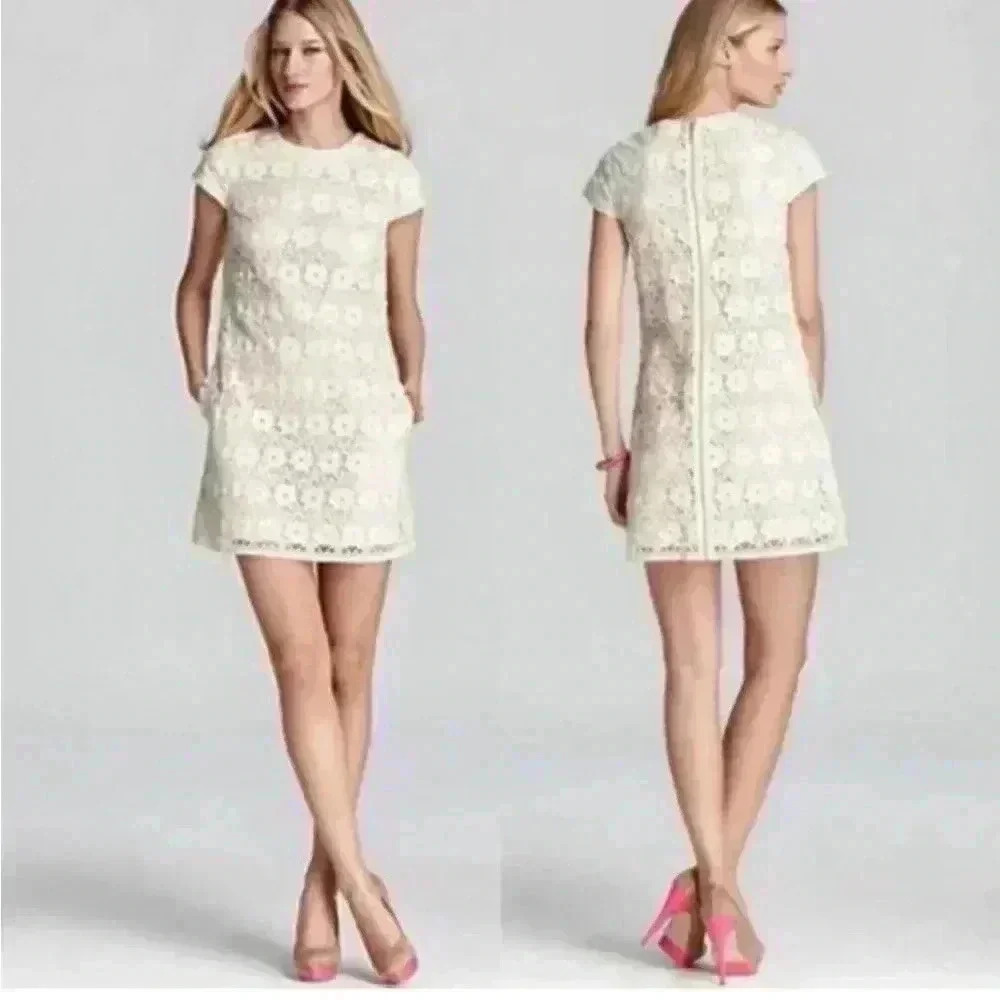 Juicy couture NWOT gorgeous cream lace guipure shift dress. 100% cotton